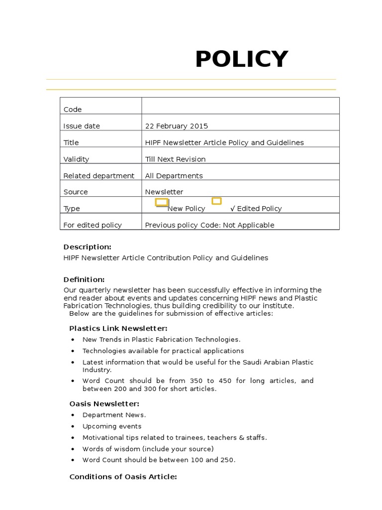 Policy: Description | PDF