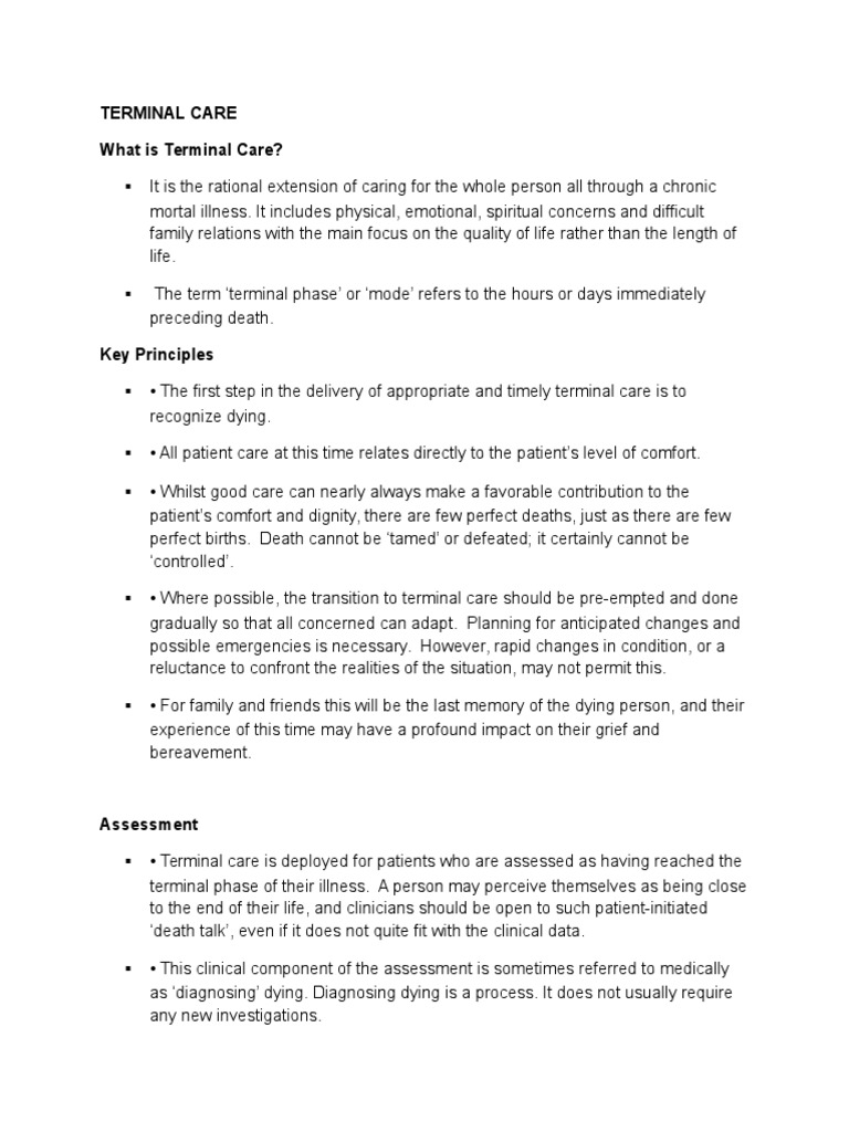 Terminal Care What Is Terminal Care? PDF Opioid Medical Diagnosis