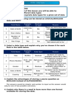 Data Types Worksheet