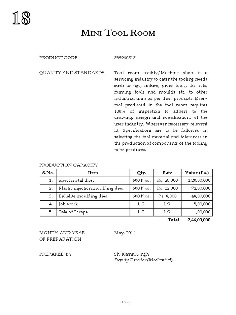 Mech Mini Tool RoomProject Report PDF Machining Machine Tool