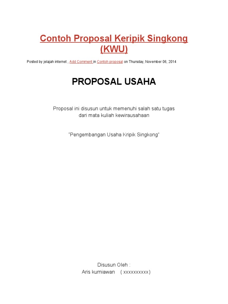 Contoh Proposal Keripik Singkong