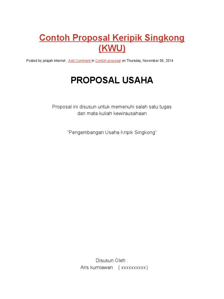 Contoh Proposal Keripik Singkong Pdf