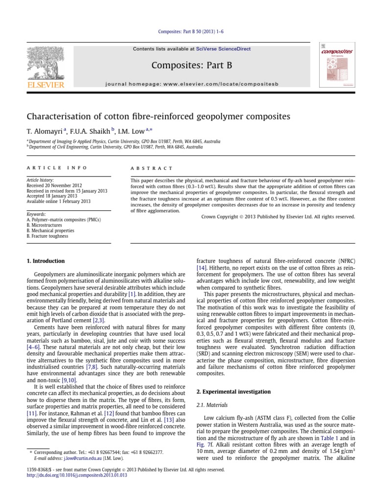 Characterisation of Cotton Fibre-Reinforced Geopolymer Composites | PDF ...