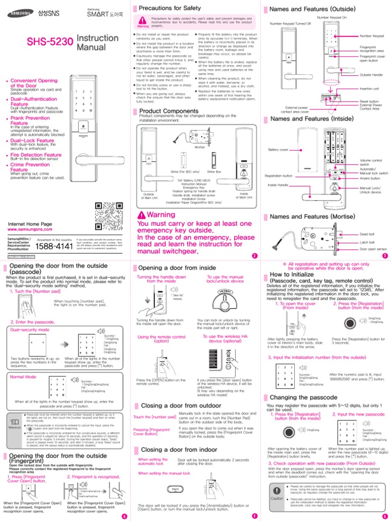 SHS5230 Instructions Manual Fingerprint Biometrics