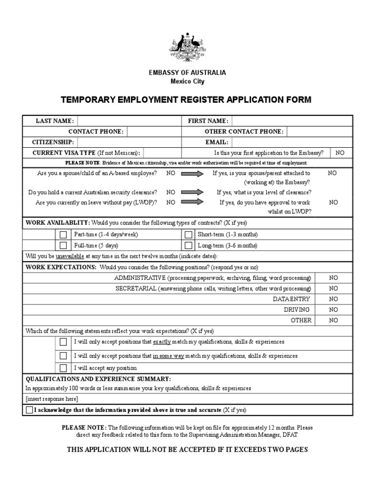 Temporary Employment Register Application | PDF | Social Science
