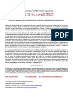 Comunicado del Club de Madrid sobre situación en Venezuela