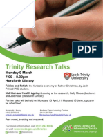 Trinity Research Talks: Monday 9 March 7.00 - 8.30pm Horsforth Library