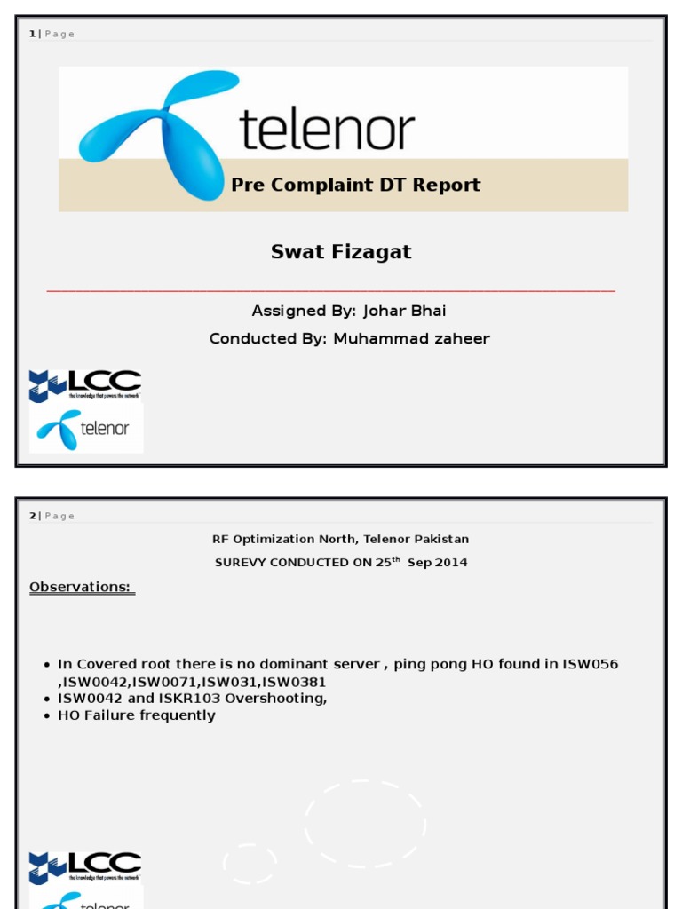 Telenor Pakistan RF Optimization Report | PDF | Finance & Money Management