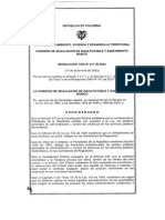 Resolución CRA 271 de 2003 - Actualización de Tarifas Aplicando Metodologia 287