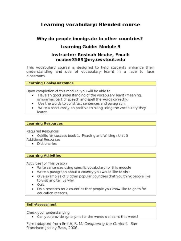 Learning Guide Final | PDF | Vocabulary | Educational Assessment
