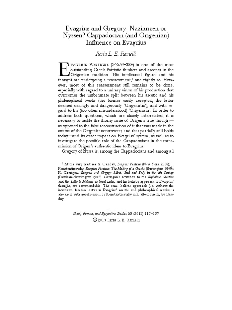 Ilaria L. E. Ramelli - 'Evagrius and Gregory Nazianzen or Nyssen ...