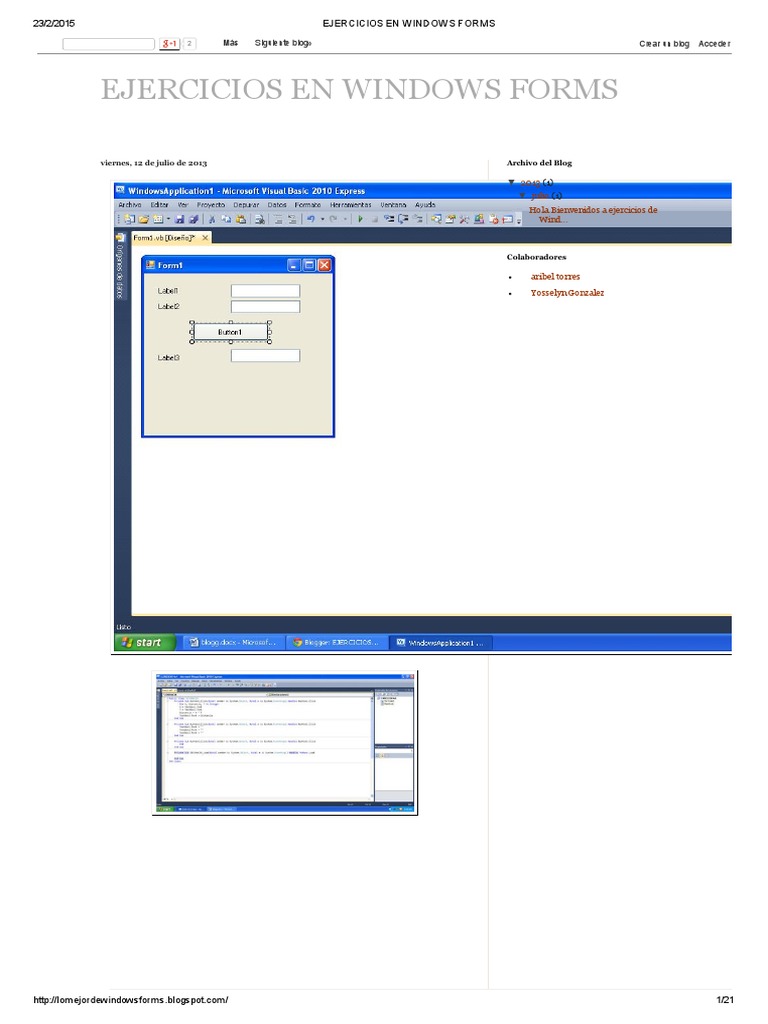 Ejercicios en Windows Forms | PDF | Áreas de informática | Software