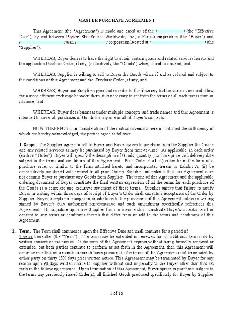 Master Purchase Agreement | PDF | Invoice | Intellectual Property