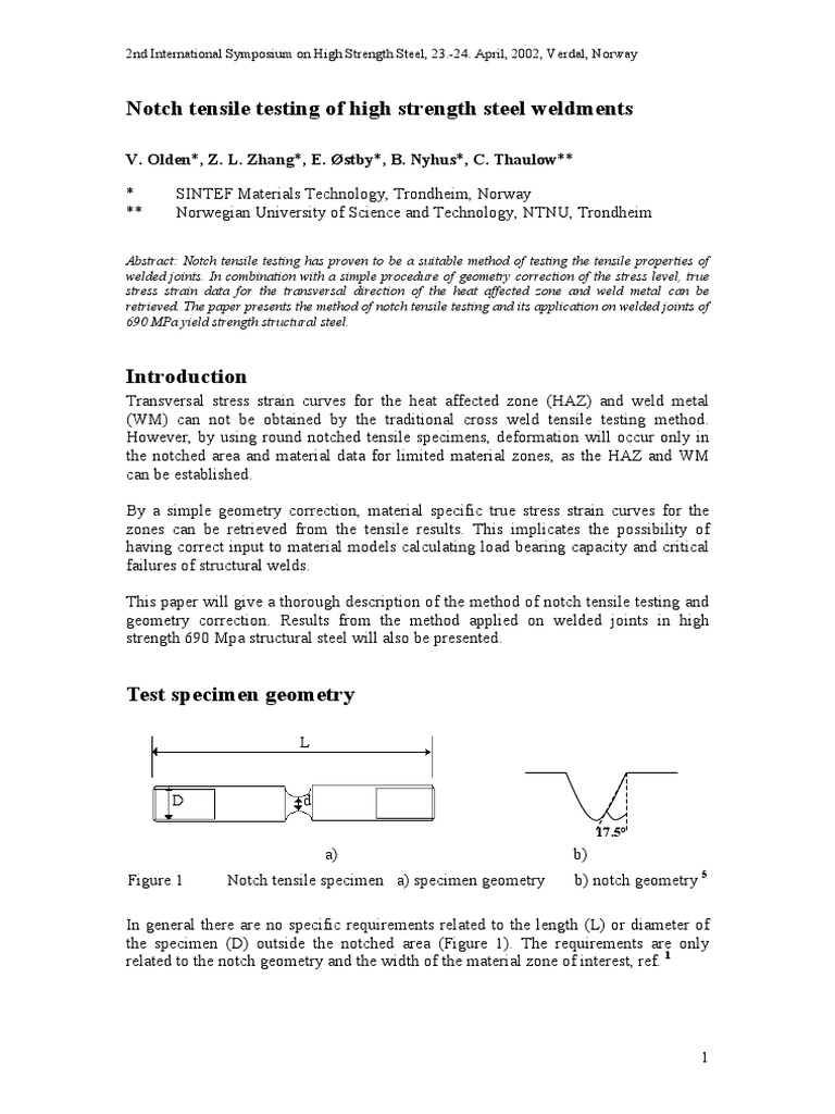 Notch Tensile Testing of Weld Joint Deformation (Engineering