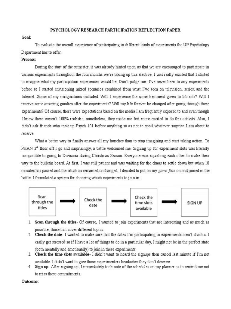 psychology reflection paper example