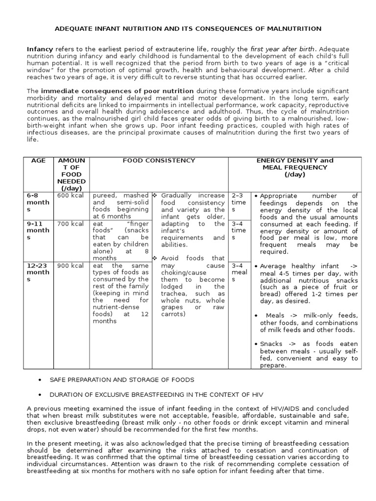 Infant Nutrition Essentials | PDF