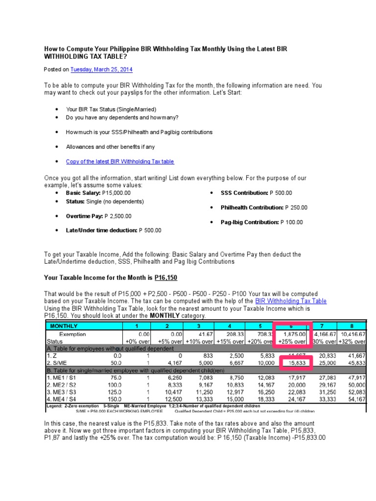 Compute BIR Withholding Tax in PH | PDF