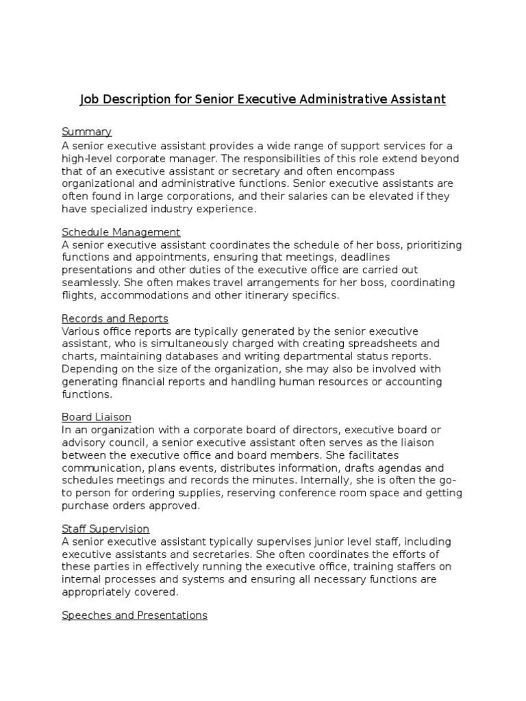 eaa job description Secretary Board Of Directors