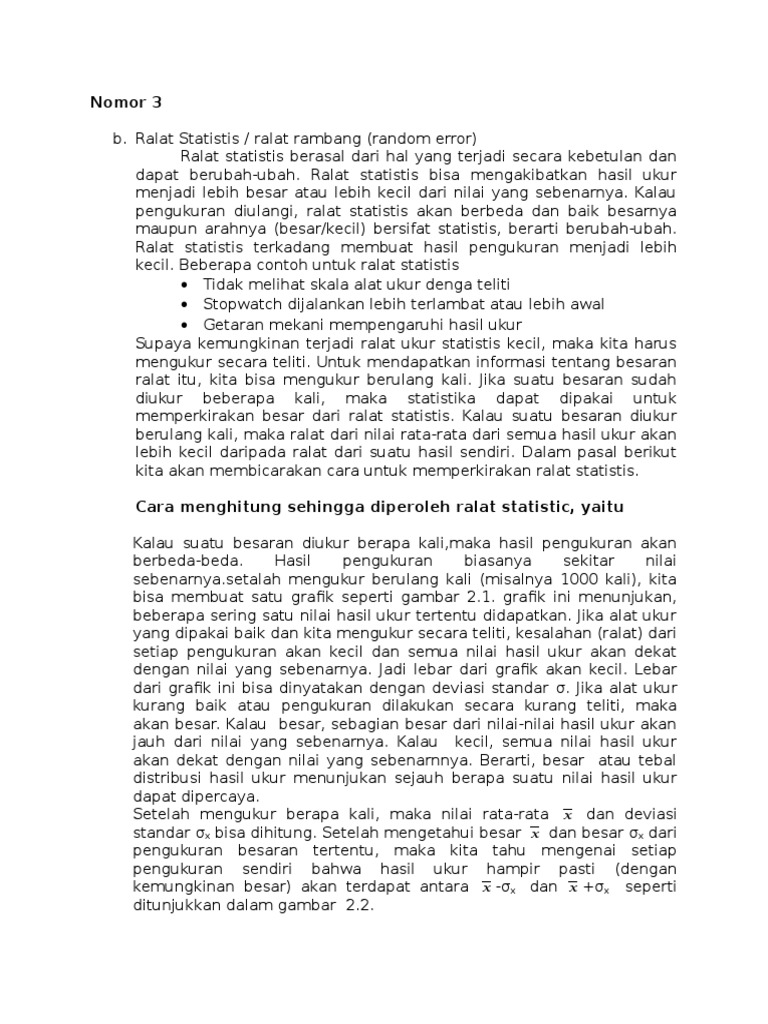 Perhitungan Ralat Statistis dan Rambang | PDF