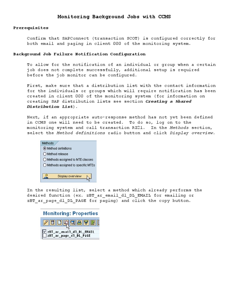 CCMS Background Job Monitoring Setup | PDF | Computers