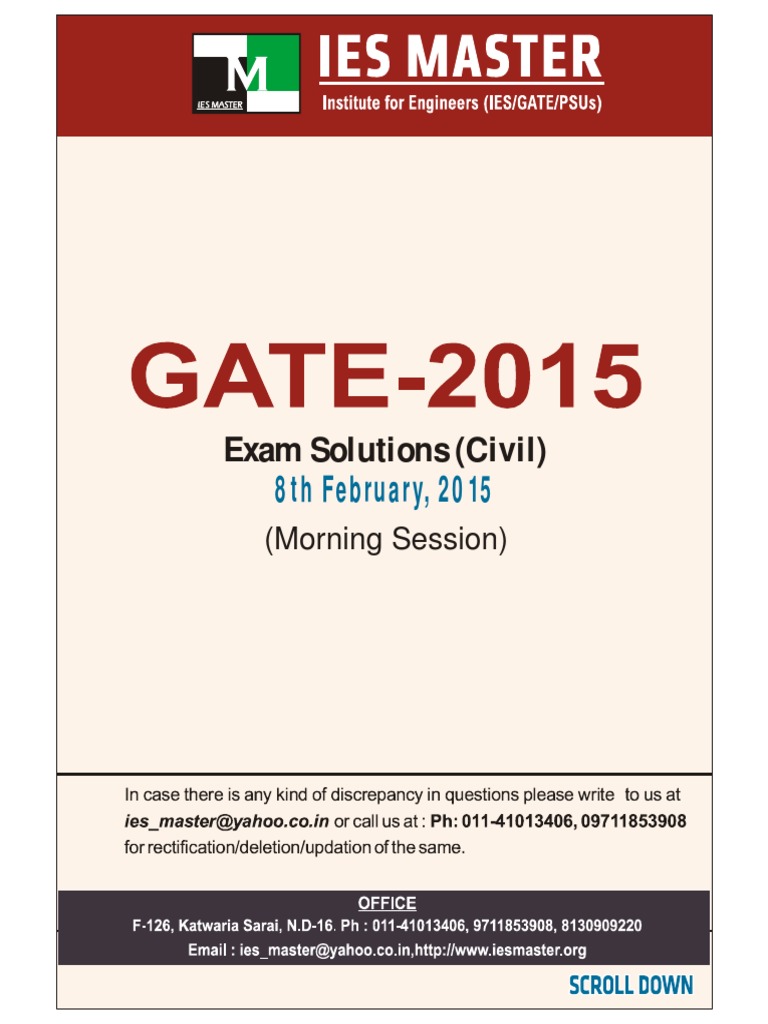 Civil Exam Solutions - 2015 Morning Session | PDF | Concrete | Mechanics