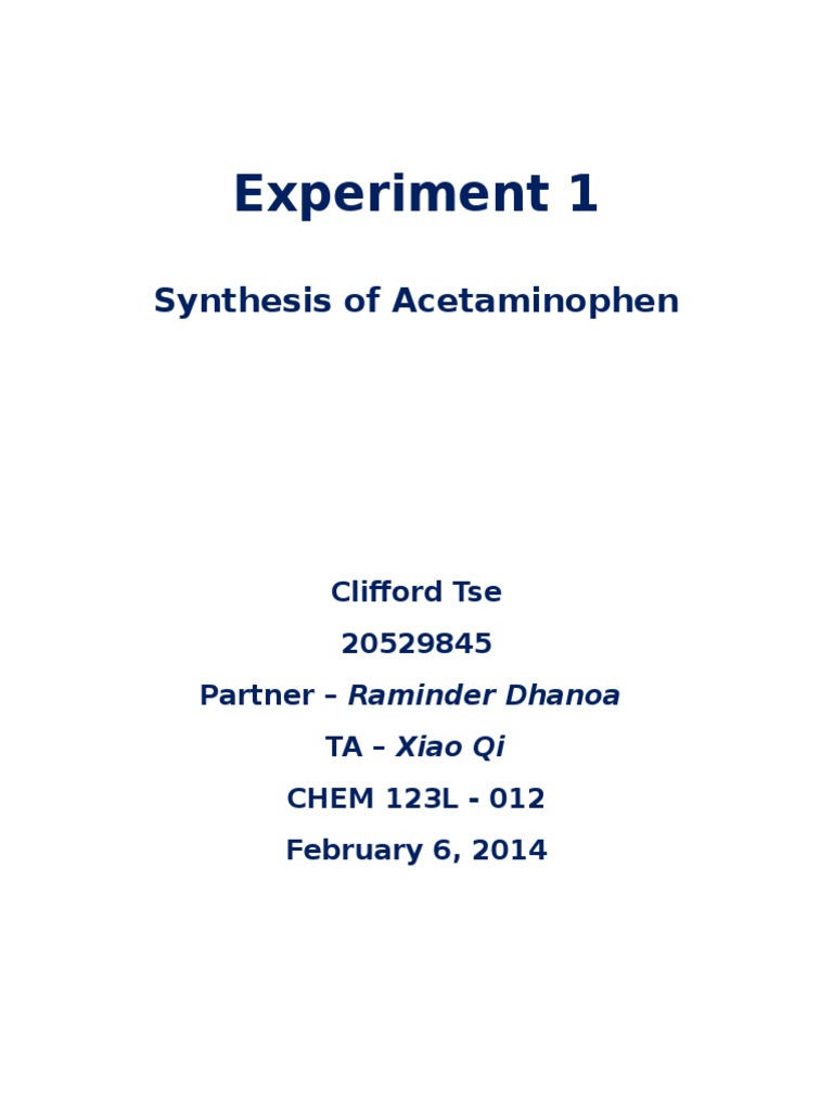 Chem 123l Experiment 1 Pdf Physical Chemistry Materials