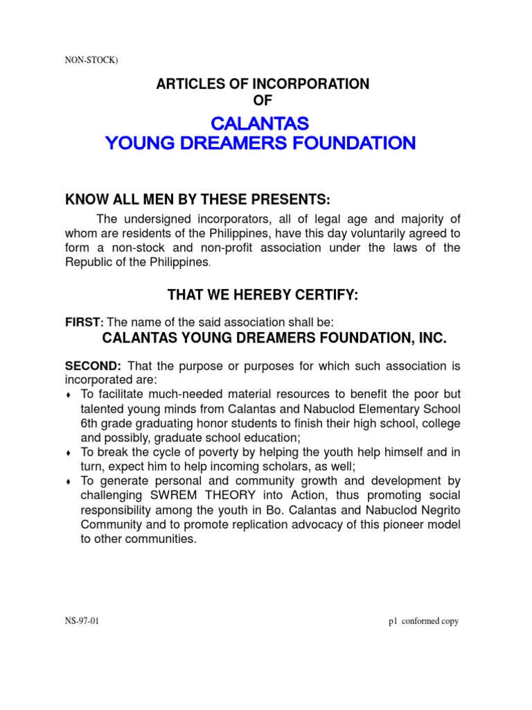 Articles of incorporation sample philippines 2021 picture