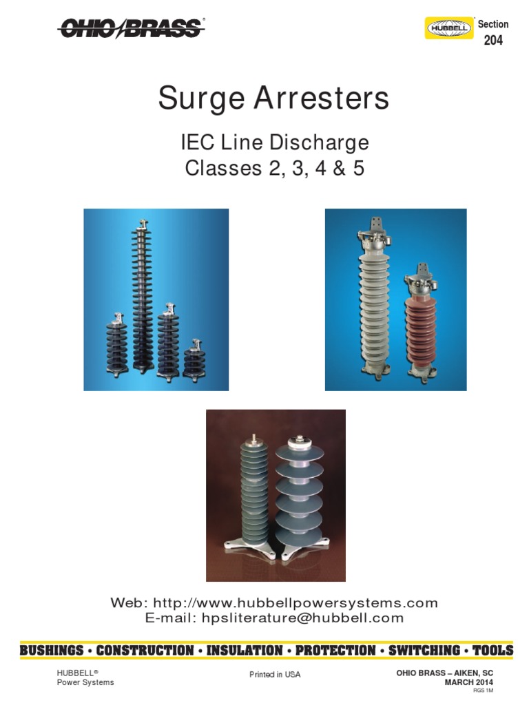 Surge Arresters IEC Line Discharge Classes 2, 3, 4 & 5 PDF