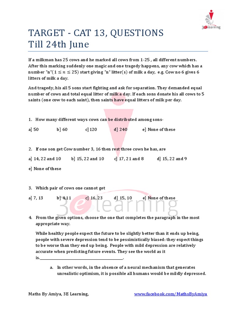 Questions Maths by Amiya | PDF