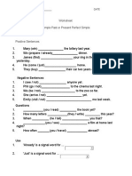Worksheet Simple Past or Present Perfect Simple: Negative Sentences