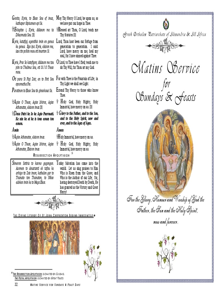 Matins Service for Sundays & Feasts | PDF | Christian Worship And ...