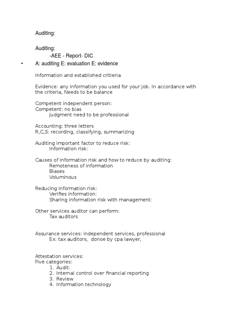 Auditing: Auditing: - AEE - Report-DIC - A: Auditing E: Evaluation E ...