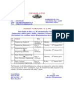 Time Table of SPECIAL Examination For First Year Engineering (2012 Course) Online (Semester I) (Phase I) Examination