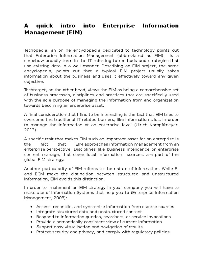Enterprise Information Management Guide | PDF | Business Intelligence ...