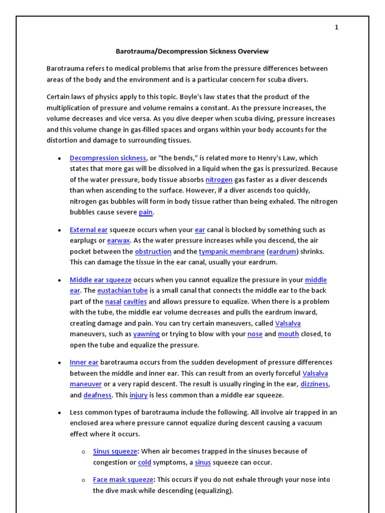 Sickness Overview Barotrauma Refers To Medical