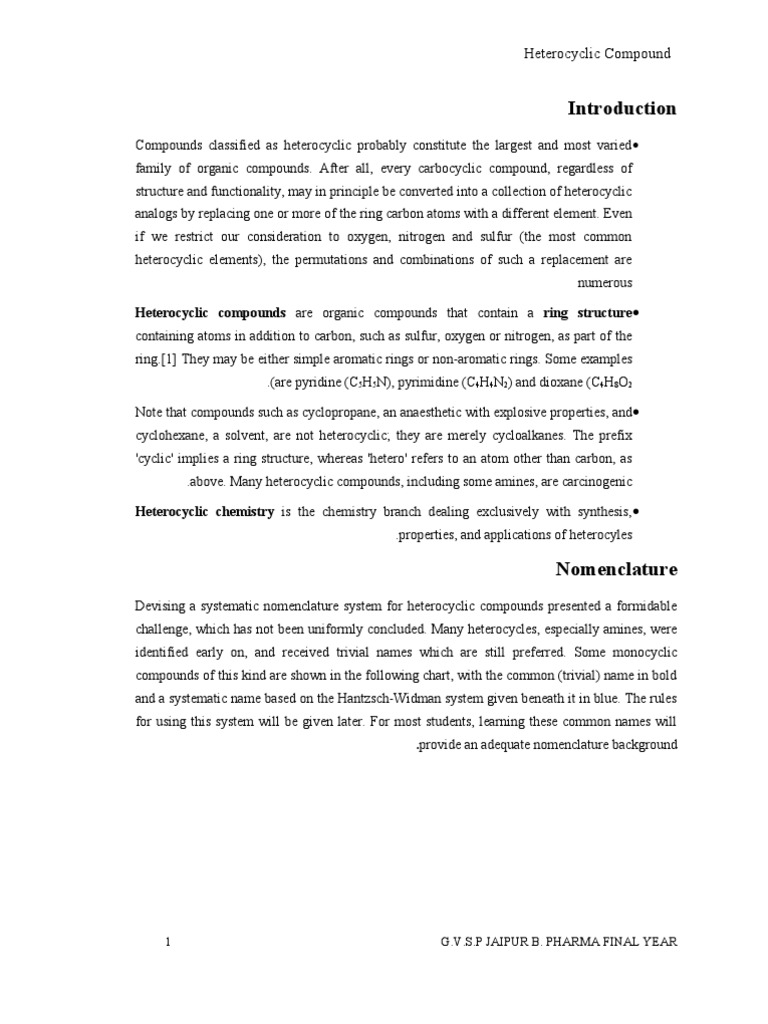 Hetero Cyclic Compounds | PDF | Pyridine | Heterocyclic Compound