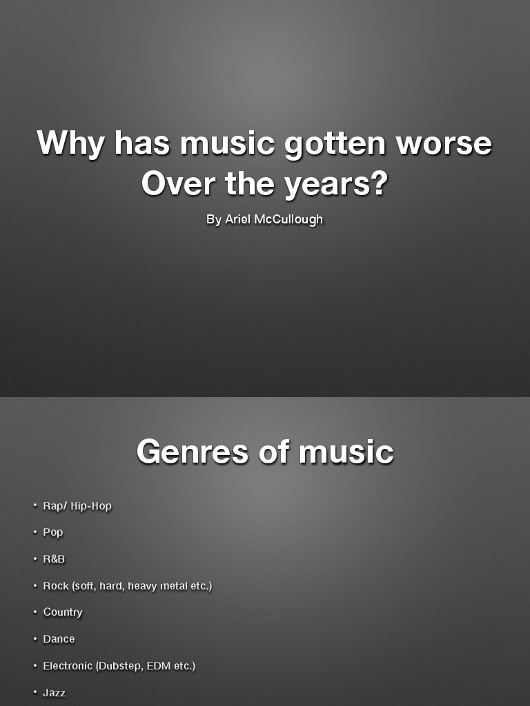 Why Has Music Gotten Worse Over The Years By Ariel Mccullough PDF