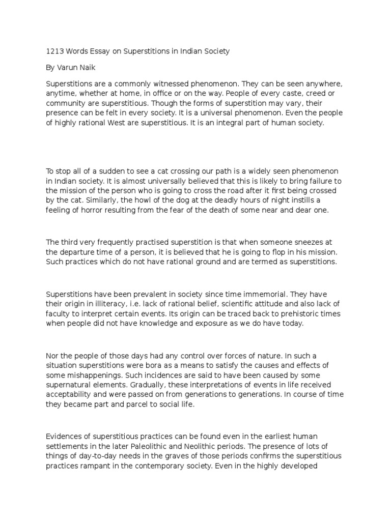 Essay superstitions india image