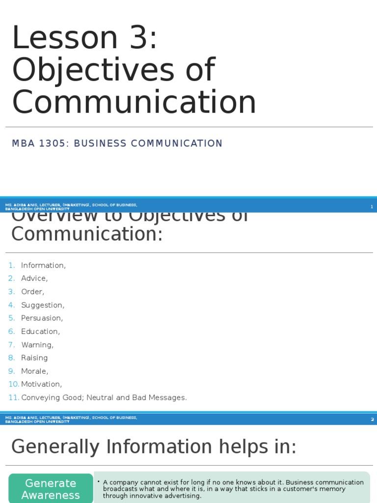 Business Communication: Lesson 3 | PDF | Persuasion | Motivation
