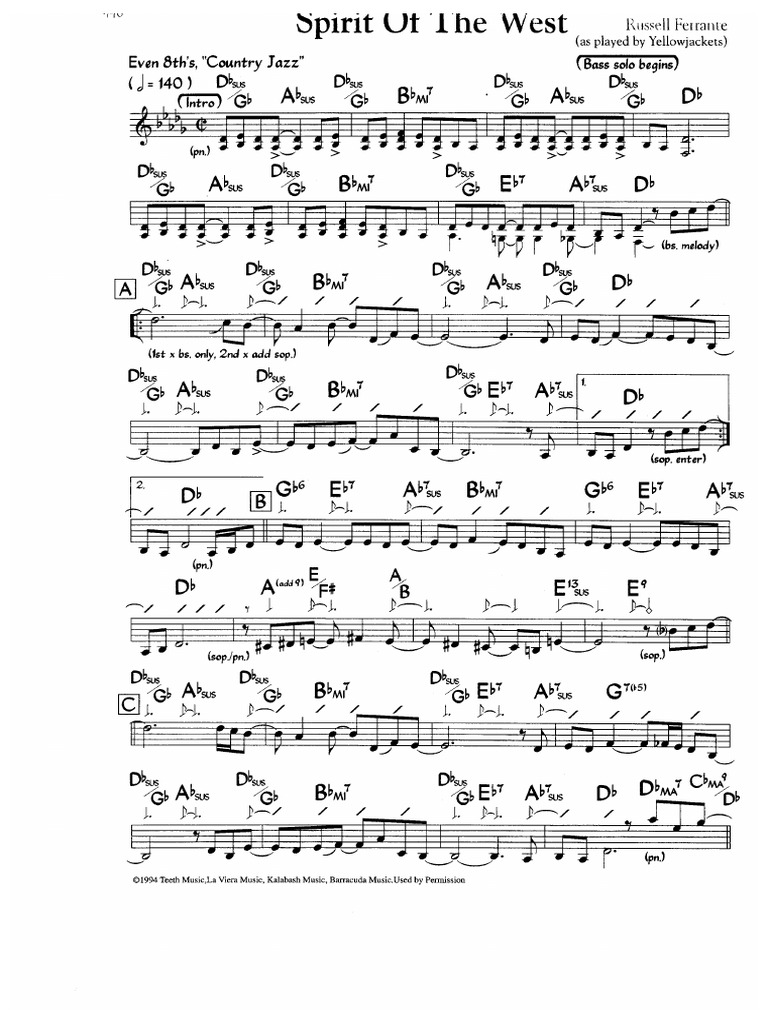 The Spirit Of The West Sheet