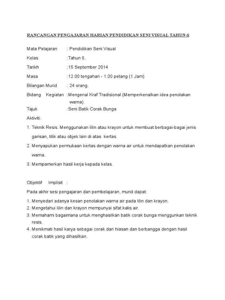 RPH Seni | PDF | Seni