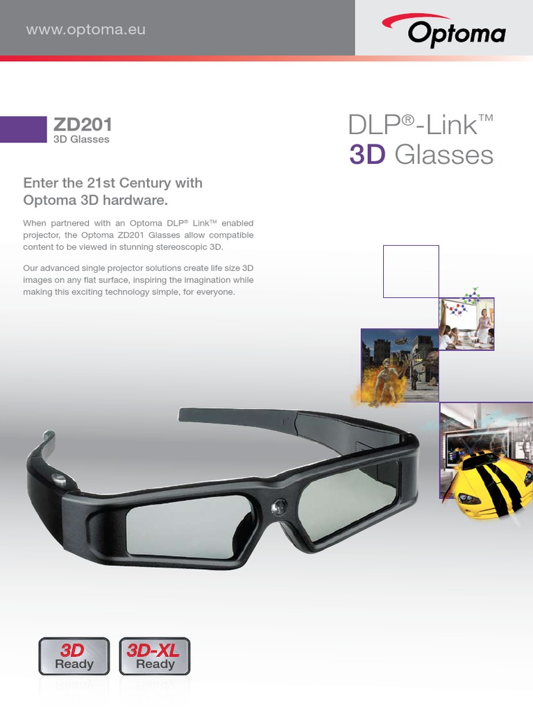 Optoma ZD201 3D Szemüveg Prospektus | PDF | Stereoscopy | Display Technology