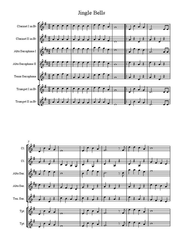Jingle Bells Sheet Music for Band | PDF | Art | Young Adult, image size:768x1024
