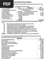 Cost Sheet Practical Problems