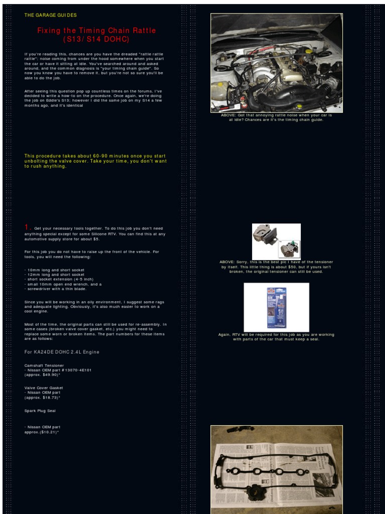 Replacing the Timing Chain Guides on a KA24DE DOHC Engine A Stepby