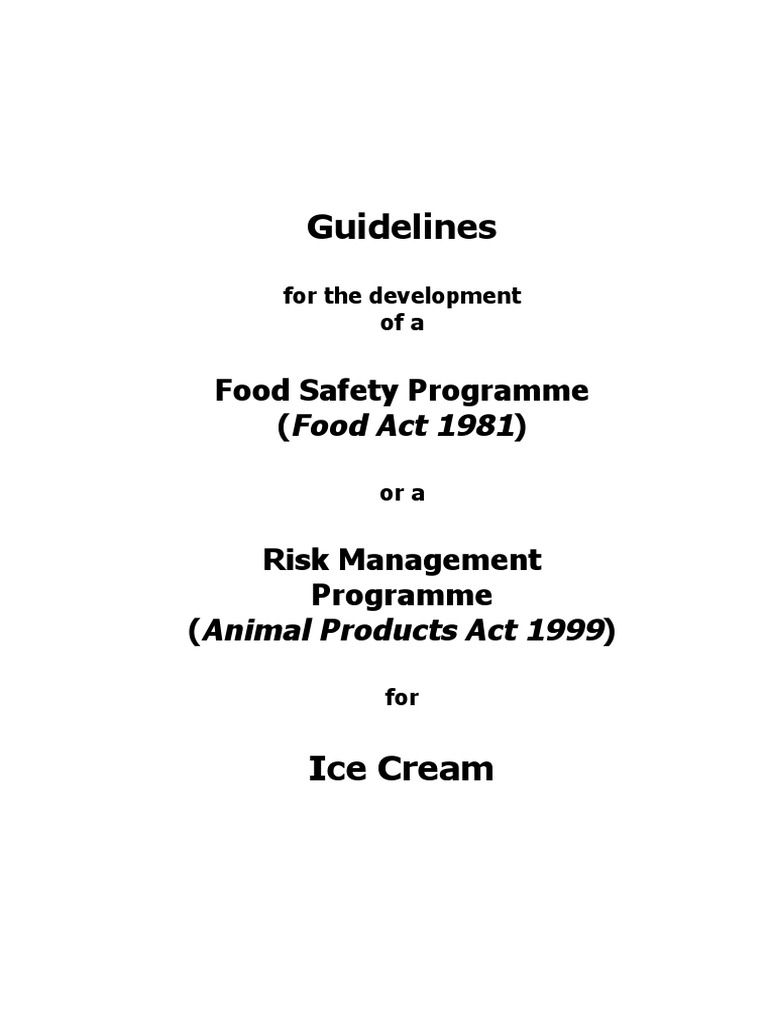 IceCreamHACCP Guidelines PDF PDF Hazard Analysis And Critical Control Points Food Safety