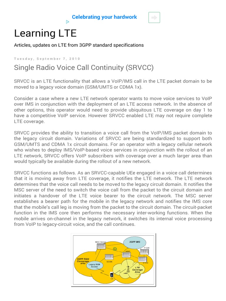 Single Radio Voice Call Continuity (SRVCC) PDF Lte