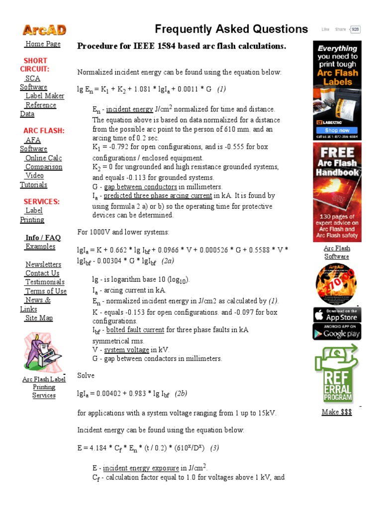 IEEE 1584 Arc Flash Calculation Guide | PDF | Electric Current ...