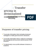 Transfer Pricing in Divisionalized Companies
