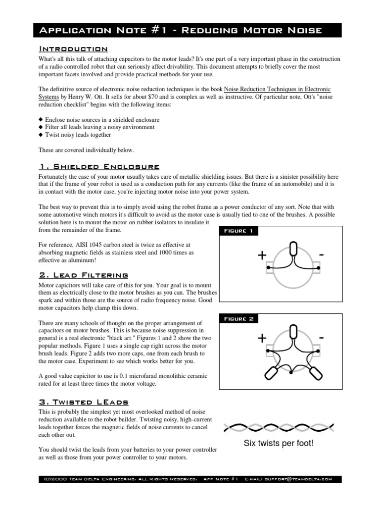 Application Note Motor Noise | PDF | Electric Motor | Capacitor